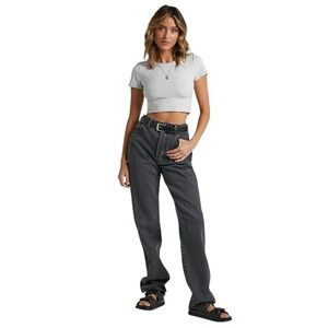 Rolla’s Classic Straight Leg High Rise Regular Fit Jeans in Vintage Black